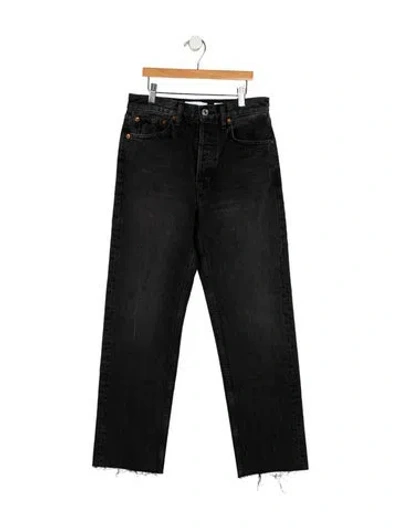 Pre-owned Re/done High-rise Straight Leg Jeans In Black