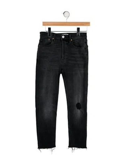 Pre-owned Re/done High-rise Straight Leg Jeans In Black