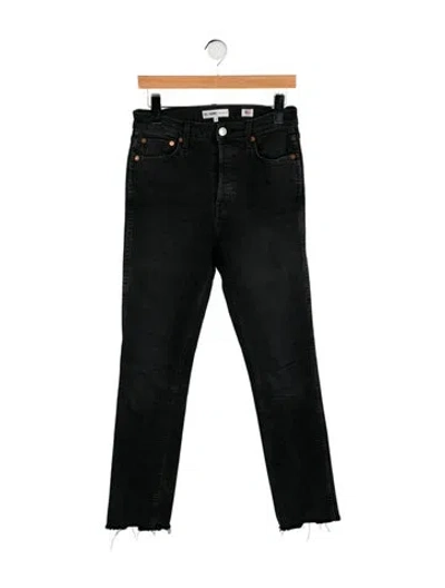Pre-owned Re/done High-rise Straight Leg Jeans In Black
