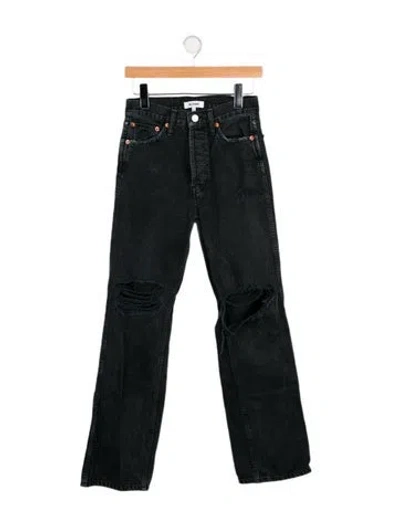 Pre-owned Re/done High-rise Straight Leg Jeans In Black