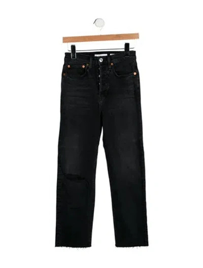 Pre-owned Re/done High-rise Straight Leg Jeans In Black