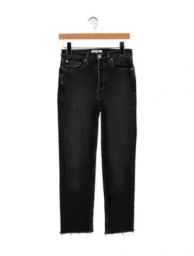 Pre-owned Re/done High-rise Straight Leg Jeans In Black