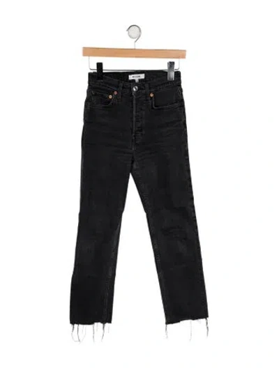Pre-owned Re/done High-rise Straight Leg Jeans In Black