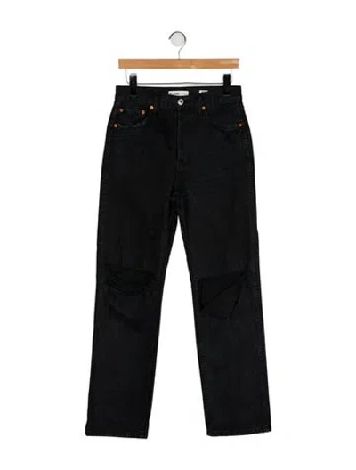 Pre-owned Re/done High-rise Straight Leg Jeans In Black