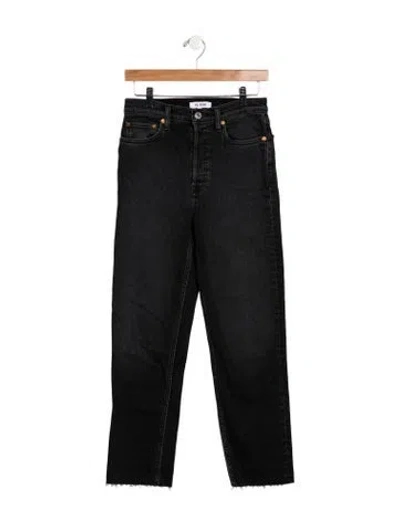 Pre-owned Re/done High-rise Straight Leg Jeans In Black