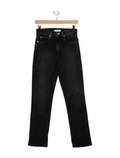 Pre-owned Re/done High-rise Straight Leg Jeans In Black