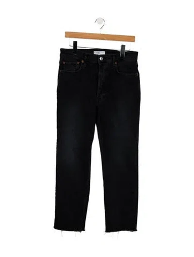 Pre-owned Re/done High-rise Straight Leg Jeans In Black