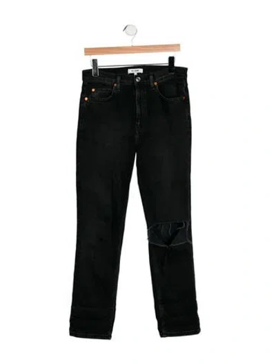 Pre-owned Re/done High-rise Straight Leg Jeans In Black