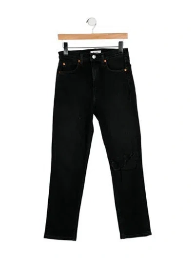 Pre-owned Re/done High-rise Straight Leg Jeans In Black