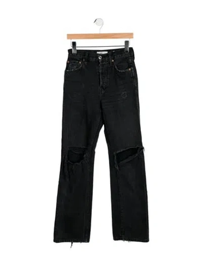 Pre-owned Re/done High-rise Straight Leg Jeans In Black