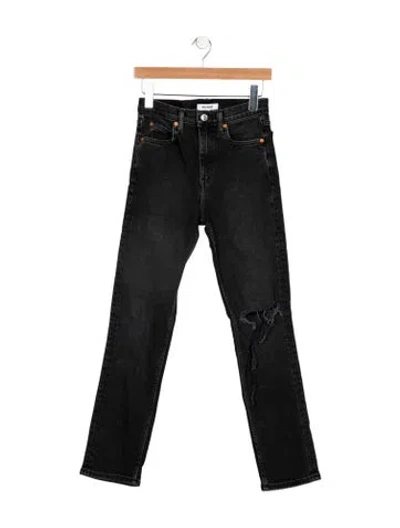Pre-owned Re/done High-rise Straight Leg Jeans In Black