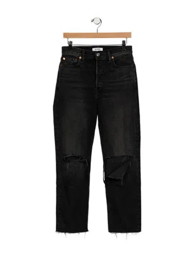 Pre-owned Re/done High-rise Straight Leg Jeans In Black
