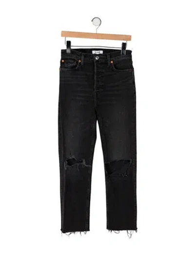 Pre-owned Re/done High-rise Straight Leg Jeans In Black