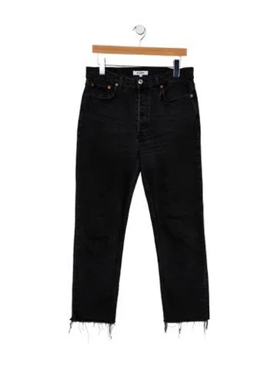 Pre-owned Re/done High-rise Straight Leg Jeans In Black