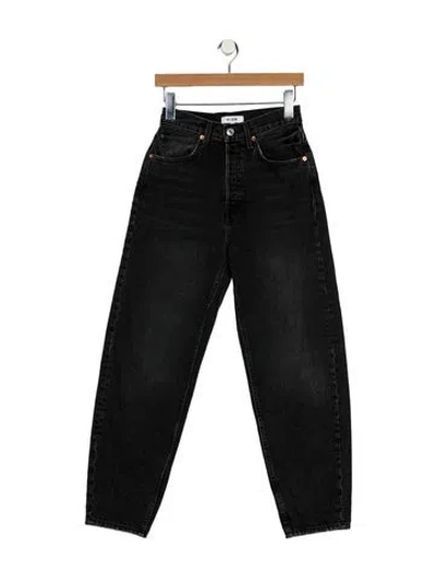 Pre-owned Re/done High-rise Straight Leg Jeans In Black