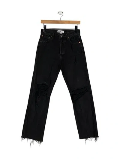 Pre-owned Re/done High-rise Straight Leg Jeans In Black