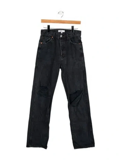 Pre-owned Re/done High-rise Straight Leg Jeans In Black