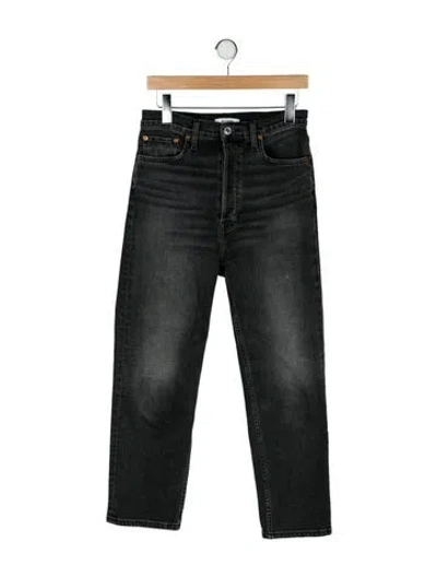 Pre-owned Re/done High-rise Straight Leg Jeans In Black