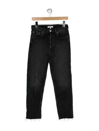 Pre-owned Re/done High-rise Straight Leg Jeans In Black