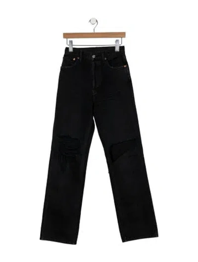 Pre-owned Re/done High-rise Straight Leg Jeans In Black