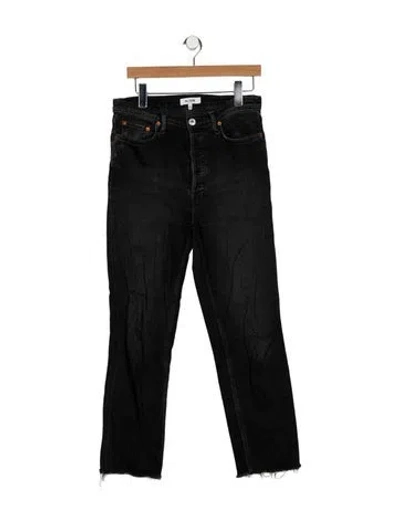 Pre-owned Re/done High-rise Straight Leg Jeans In Black
