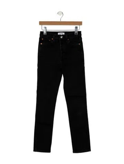Pre-owned Re/done High-rise Straight Leg Jeans In Black