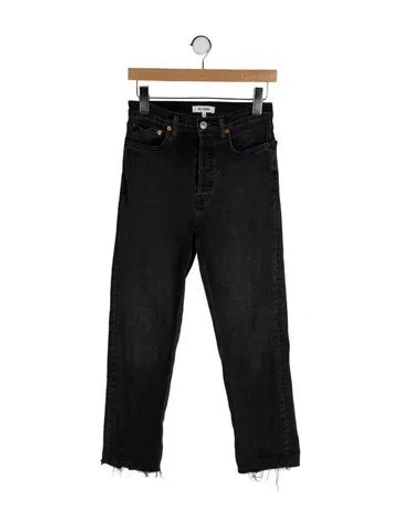 Pre-owned Re/done High-rise Straight Leg Jeans In Black