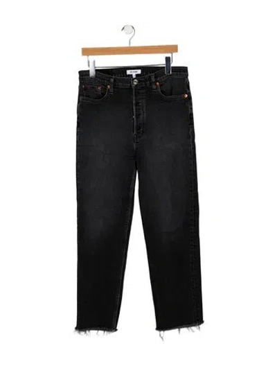 Pre-owned Re/done High-rise Straight Leg Jeans In Black
