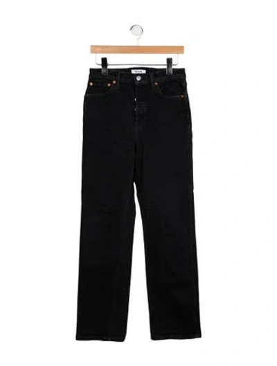Pre-owned Re/done High-rise Straight Leg Jeans In Black