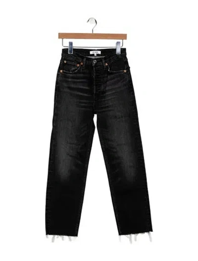 Pre-owned Re/done High-rise Straight Leg Jeans In Black