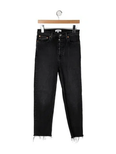 Pre-owned Re/done High-rise Straight Leg Jeans In Black
