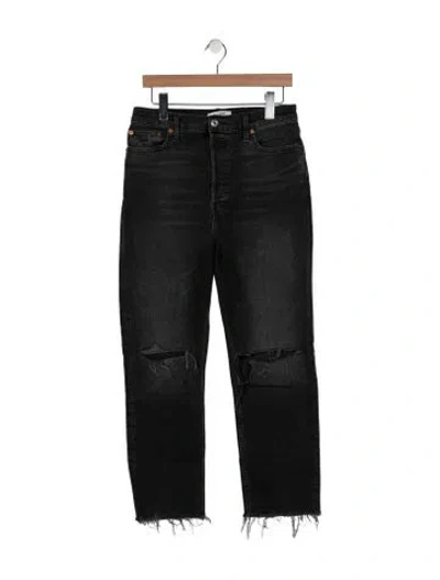 Pre-owned Re/done High-rise Straight Leg Jeans In Black
