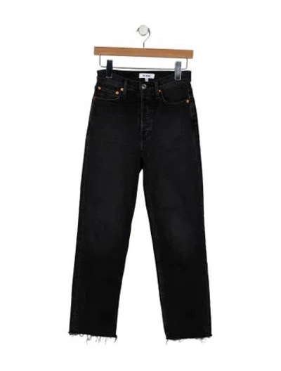 Pre-owned Re/done High-rise Straight Leg Jeans In Black