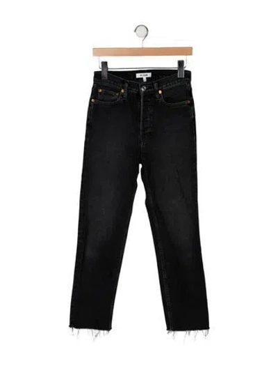 Pre-owned Re/done High-rise Straight Leg Jeans In Black