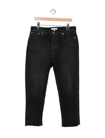 Pre-owned Re/done High-rise Straight Leg Jeans In Black