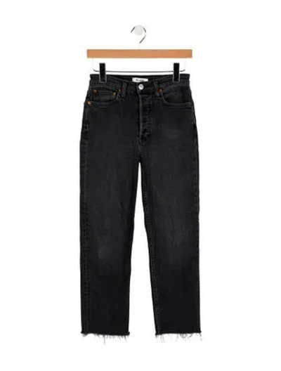 Pre-owned Re/done High-rise Straight Leg Jeans In Black