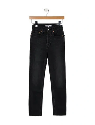 Pre-owned Re/done High-rise Straight Leg Jeans In Black