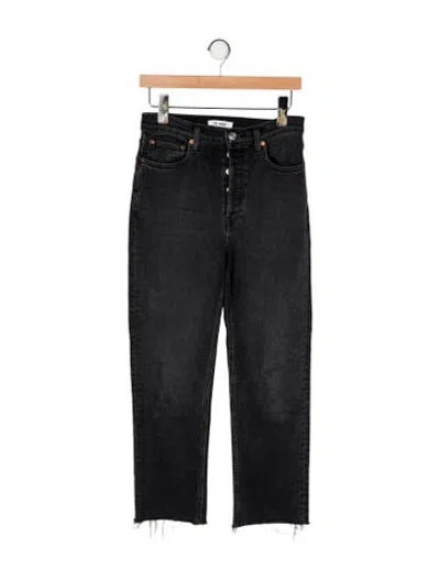 Pre-owned Re/done High-rise Straight Leg Jeans In Black