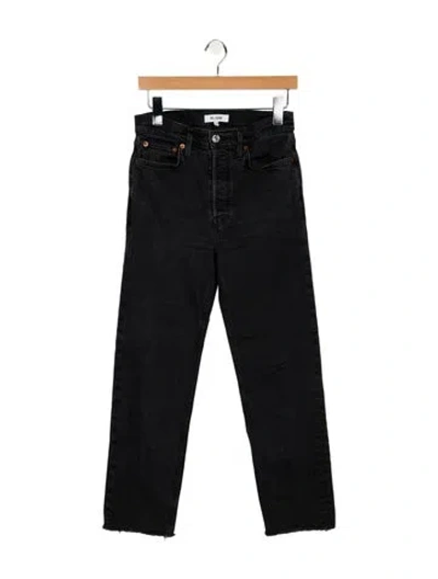 Pre-owned Re/done High-rise Straight Leg Jeans In Black
