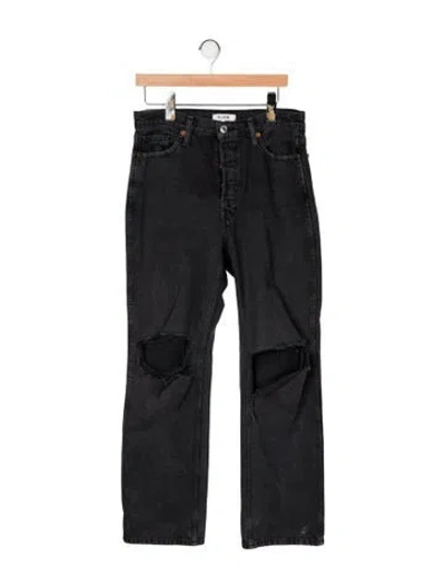 Pre-owned Re/done High-rise Straight Leg Jeans In Black