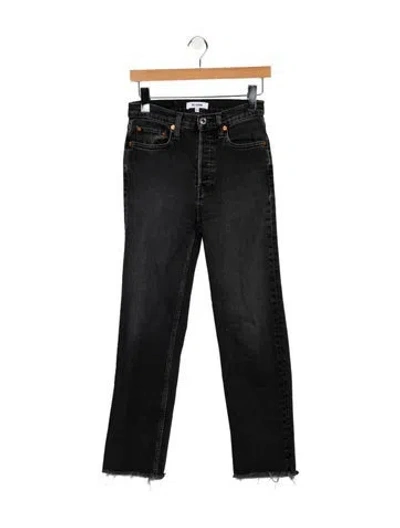 Pre-owned Re/done High-rise Straight Leg Jeans In Black