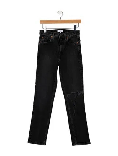 Pre-owned Re/done High-rise Straight Leg Jeans In Black