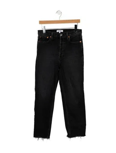 Pre-owned Re/done High-rise Straight Leg Jeans In Black