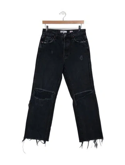 Pre-owned Re/done High-rise Straight Leg Jeans In Black