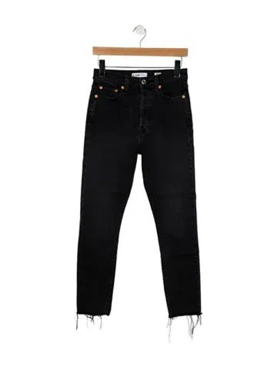 Pre-owned Re/done High-rise Straight Leg Jeans In Black
