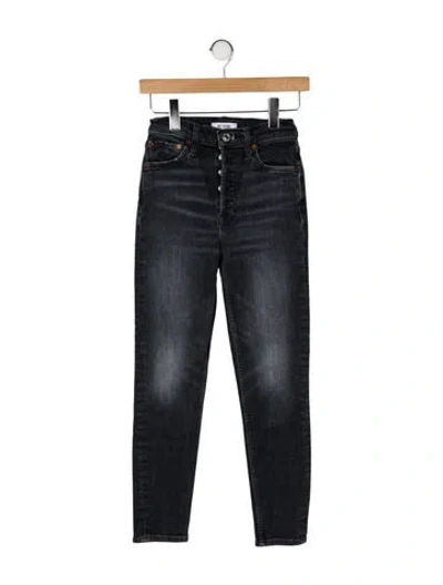 Pre-owned Re/done High-rise Straight Leg Jeans In Black