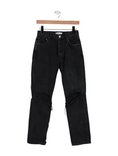Pre-owned Re/done High-rise Straight Leg Jeans In Black