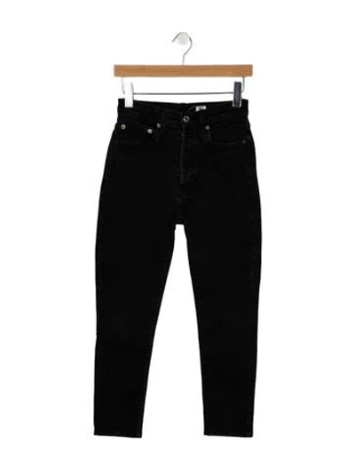Pre-owned Re/done High-rise Straight Leg Jeans In Black