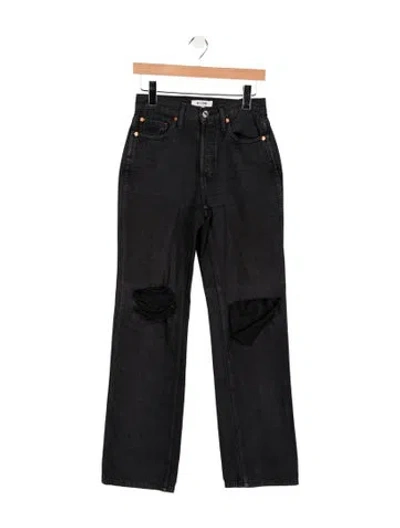 Pre-owned Re/done High-rise Straight Leg Jeans In Black