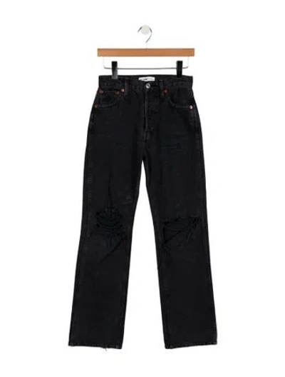 Pre-owned Re/done High-rise Straight Leg Jeans In Black